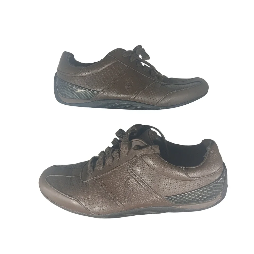 Polo Ralph Lauren‎ Bentwinds Mens Brown Leather Sneakers Shoes 0862 Size 10D